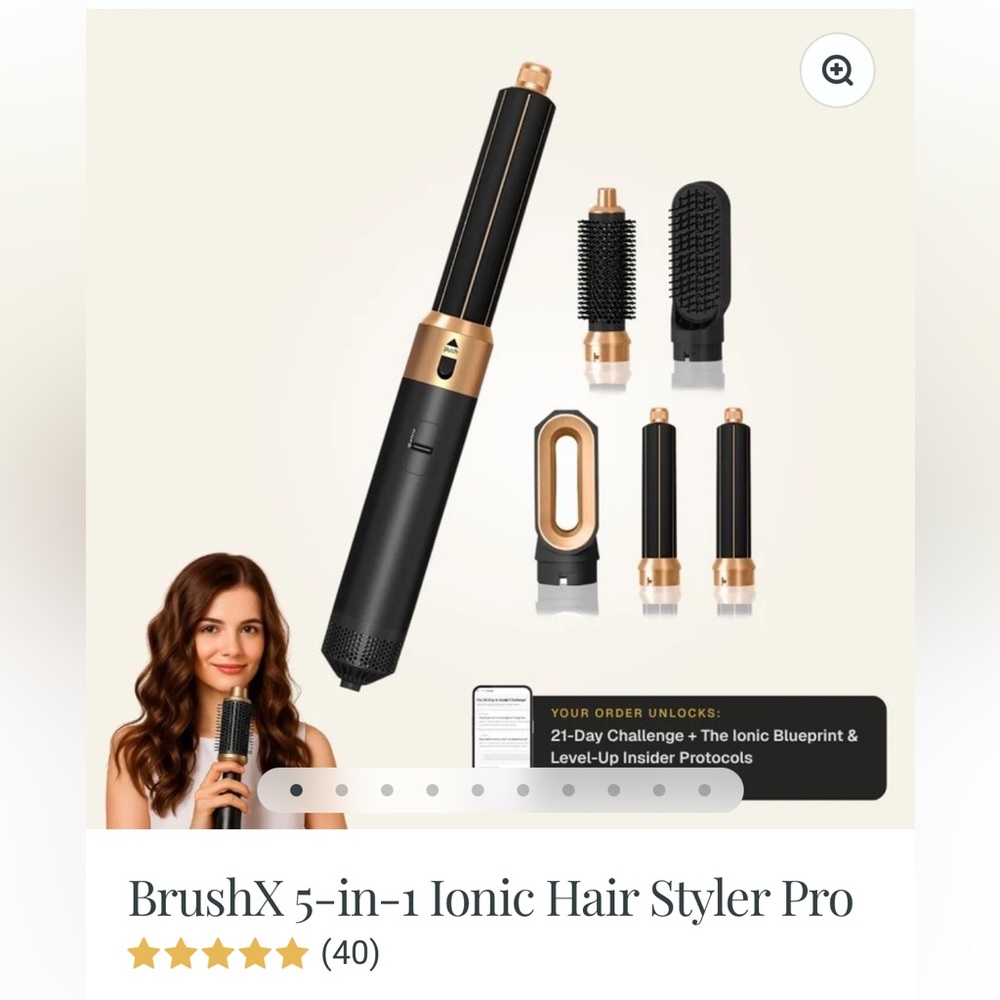 Brushx 5-in-1 Ionic Hair Styler Pro - Black & Gold